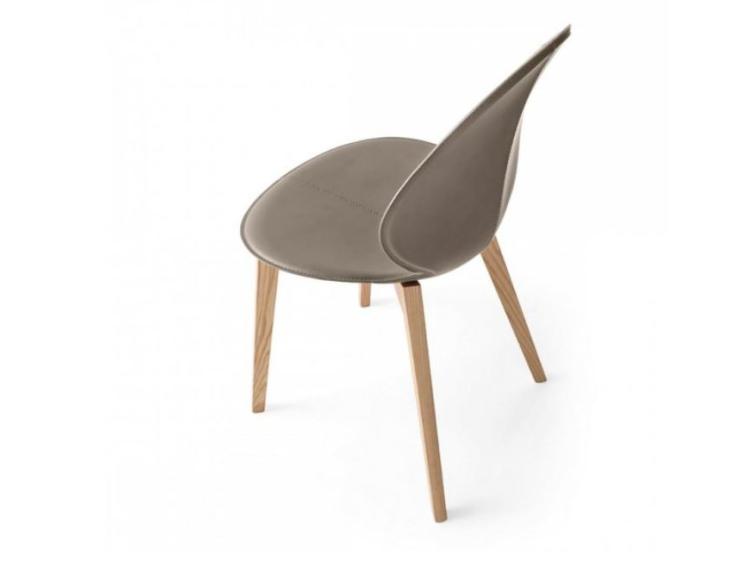 Calligaris - Basil Leather Wood Legs Chair