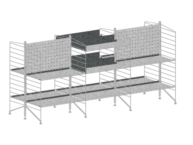 String - Outdoor - 3 Section Freestanding Galvanised Shelf
